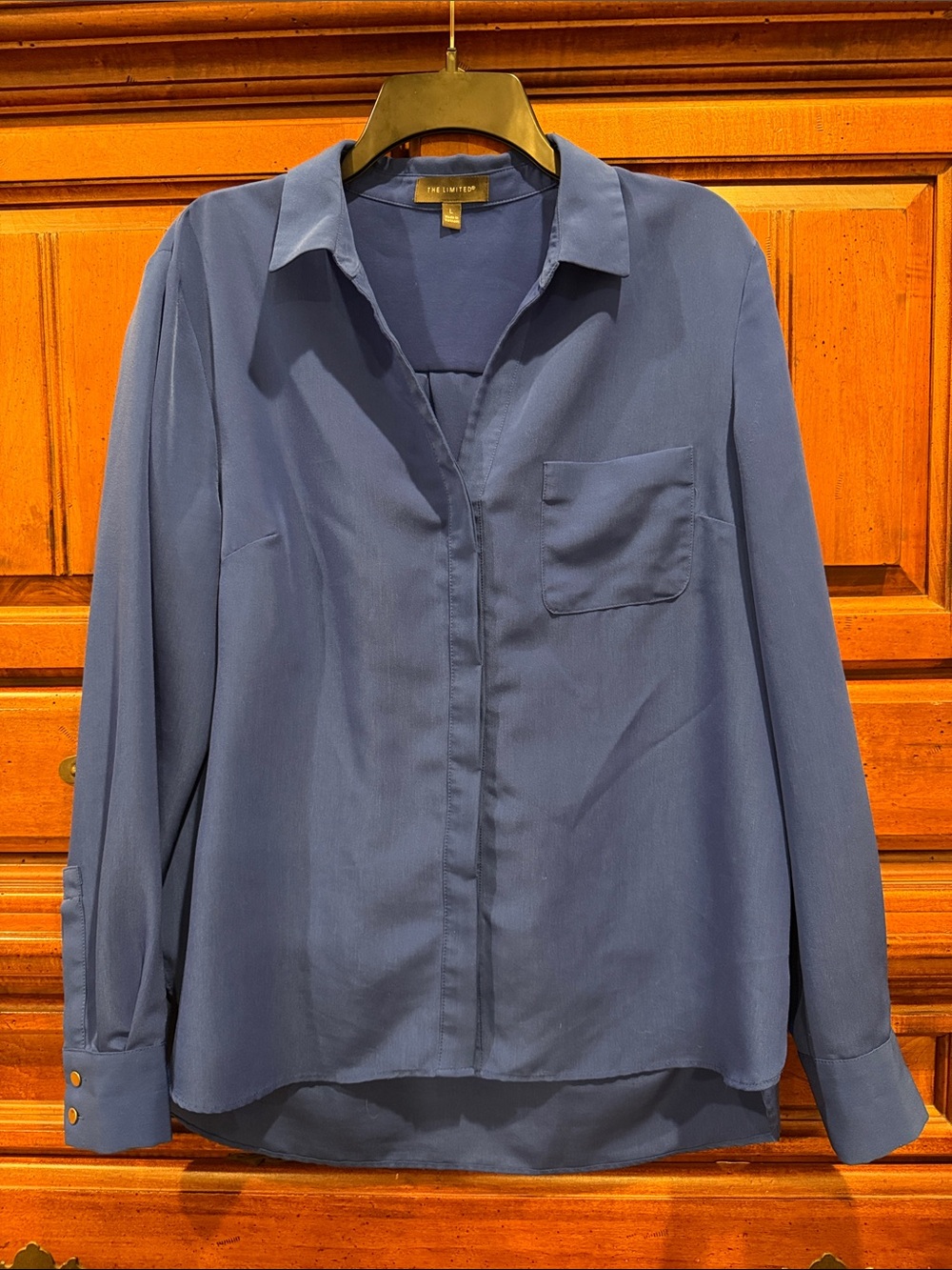 The Limited Royal Blue Button-Front Blouse Size L Large